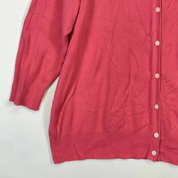 Lane Bryant Solid Pink 3/4 Sleeve Fine Knit Cardigan‎ Sweater Womens 26 28 - Picture 2 of 5
